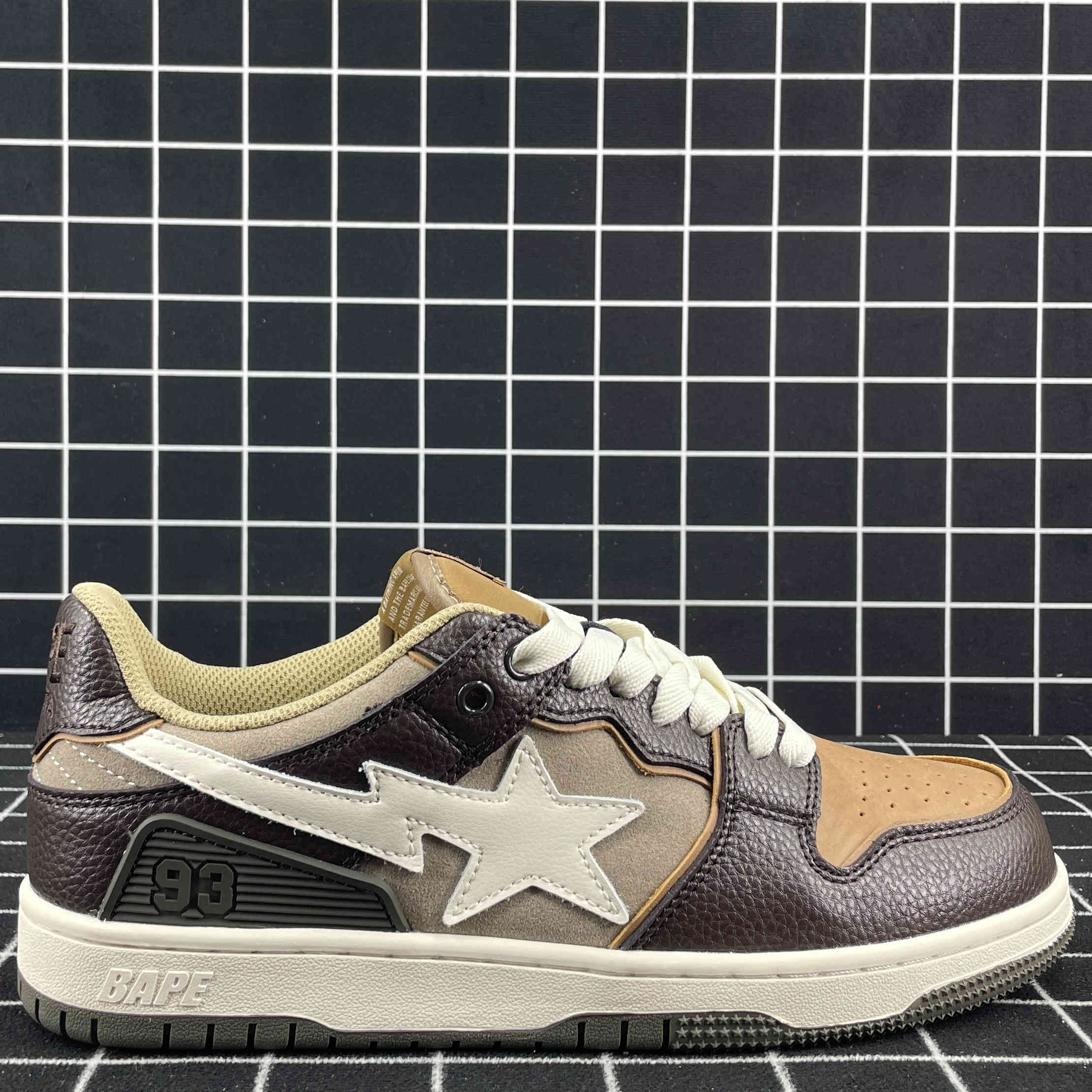A Bathing Ape Bape Sk8 Sta Brown Ivory Replica