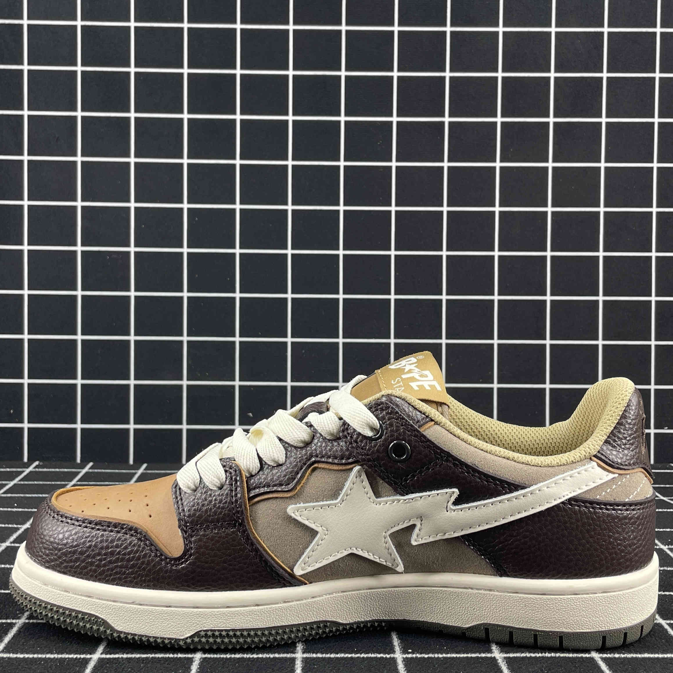 A Bathing Ape Bape Sk8 Sta Brown Ivory Replica