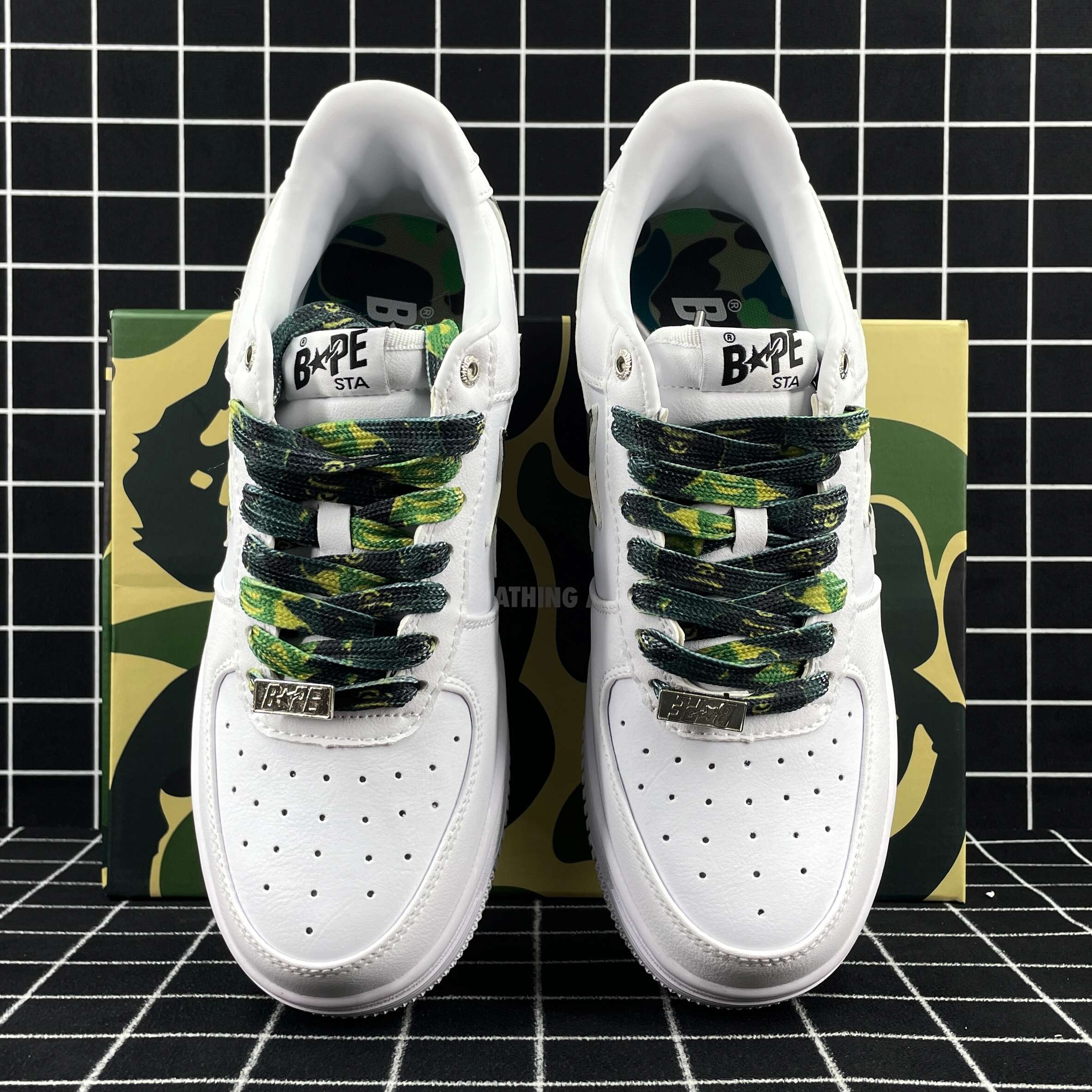 A Bathing Ape Bape Sta Low White ABC Camo Green Replica