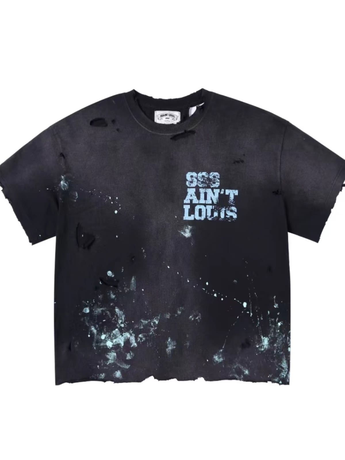 sssaint L**is hand-destroyed logo tee