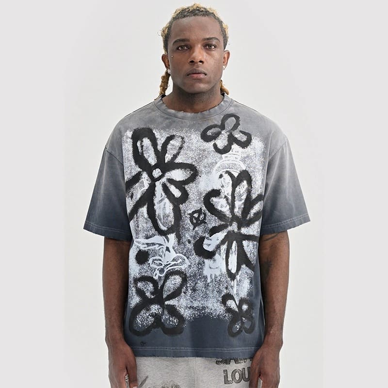 sssaint L**is flower graffiti washed tee