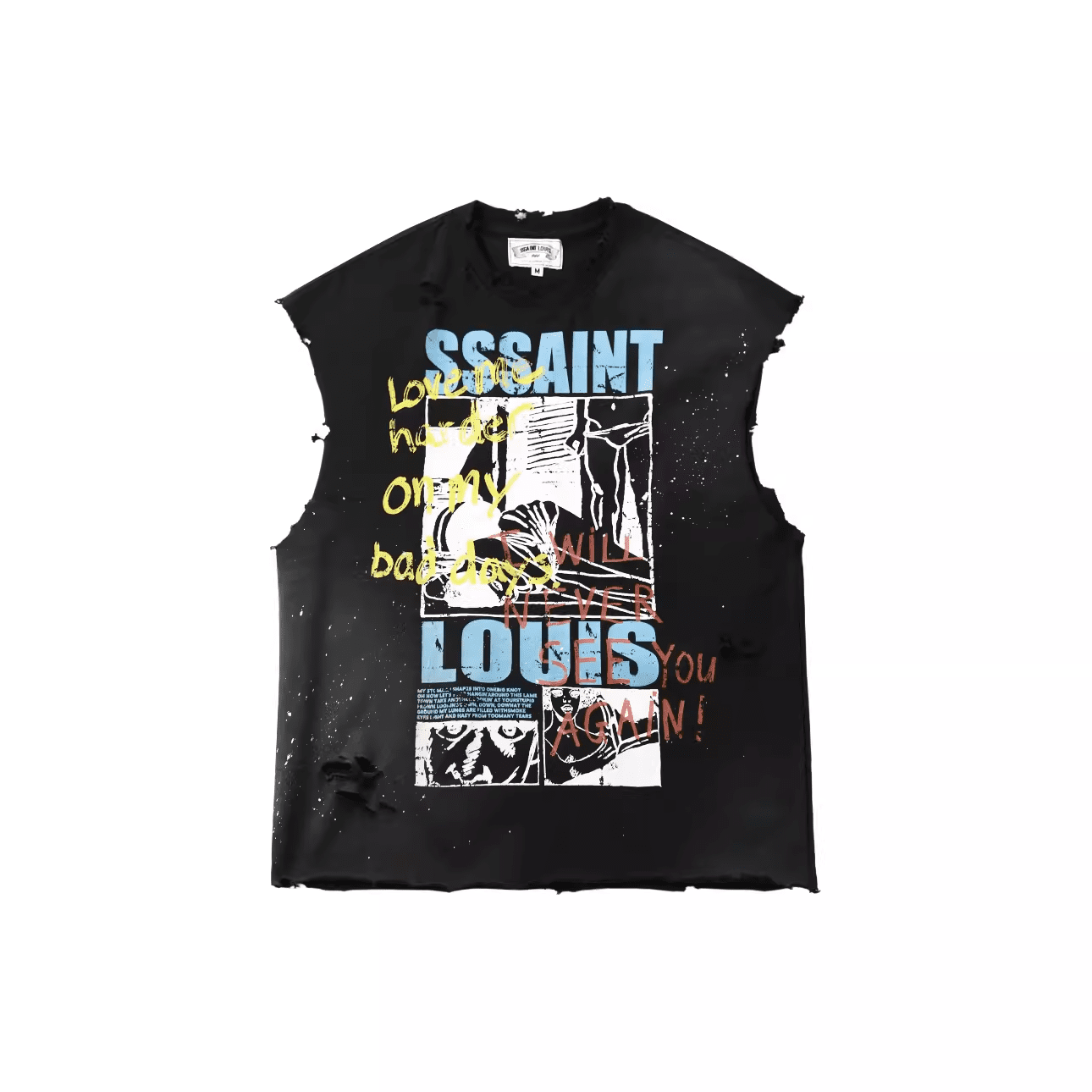 sssaint L**is hand-made paint-splashing vest
