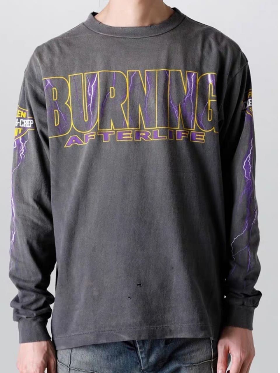 Saint Michael American-Style Distressed Long-Sleeved T-Shirt for Men and Women