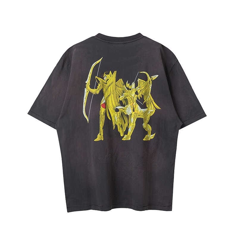 Saint Michael Saint Seiya Anime Print Vintage Washed T-Shirt for Men and Women