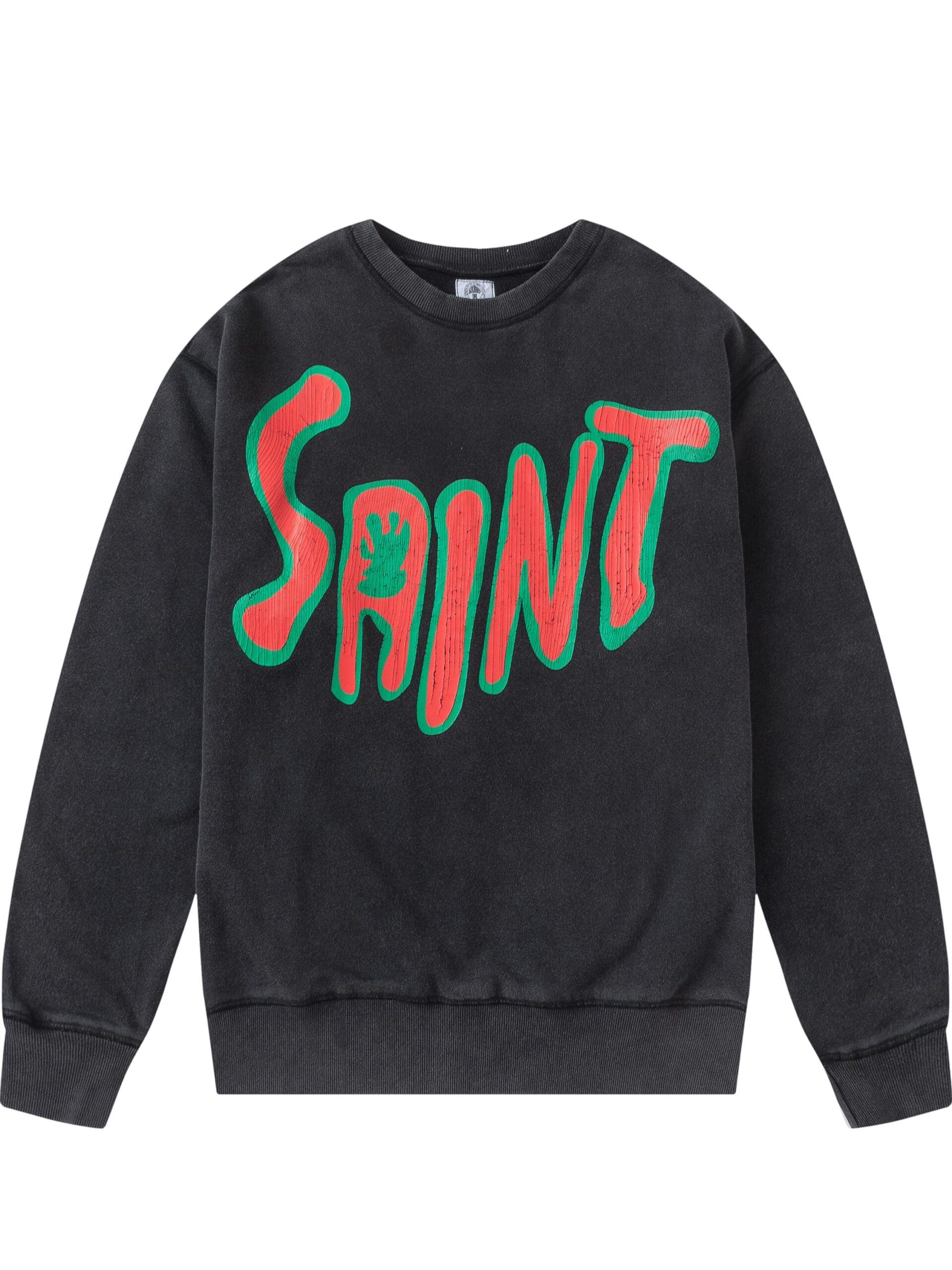 Saint Michael Retro Round Neck Sweater Thick Long Sleeve Top for Men and Women