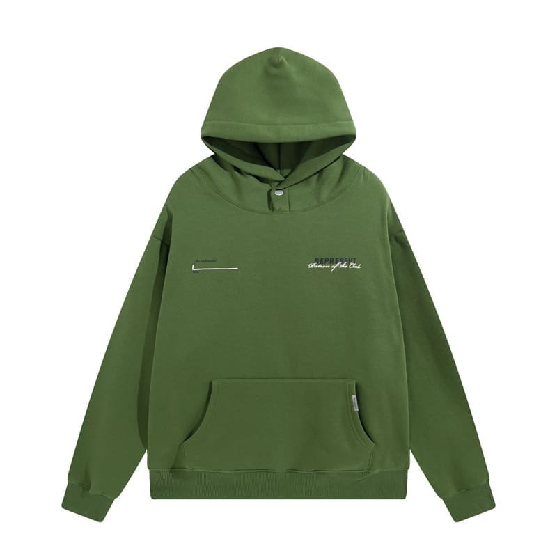 Represent Two-Tone Letter Print Loose Casual Velvet Padded Hooded Sweatshirt