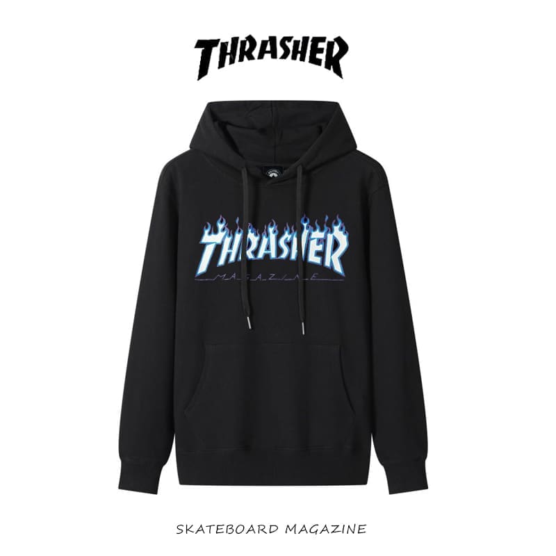 Thrasher Flame Fire Hooded Sweater Loose Cotton Coat