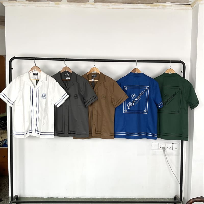 Represent Retro Alphabet Print Loose Short Sleeve Shirt and Shorts Set