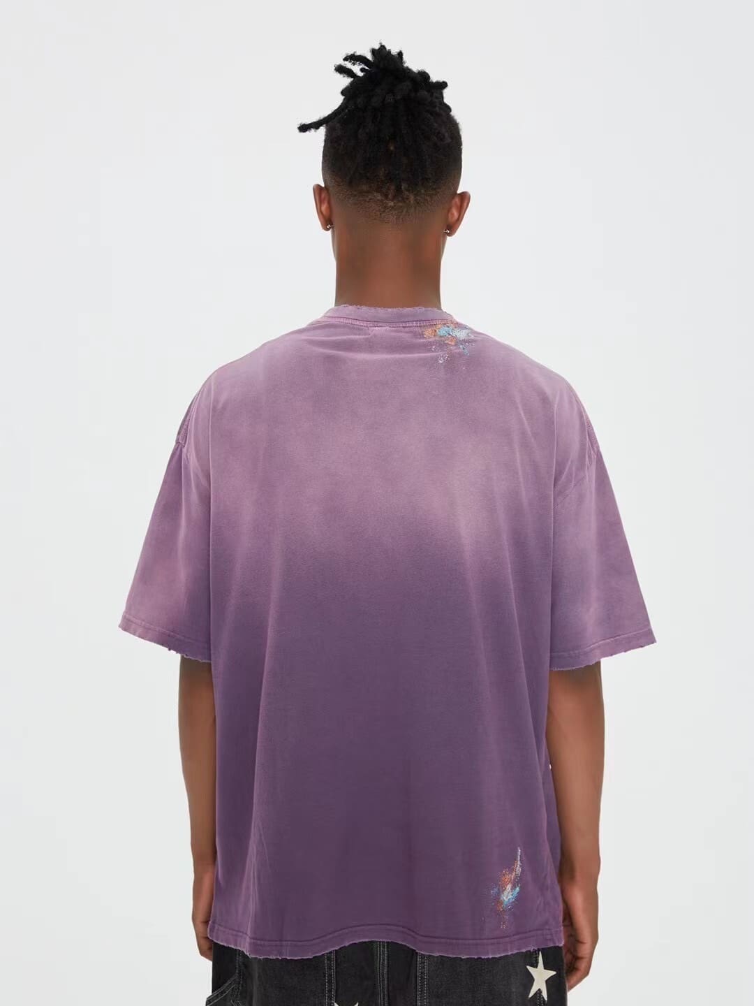 saint L**is washed gradient black letter logo loose distressed t-shirt