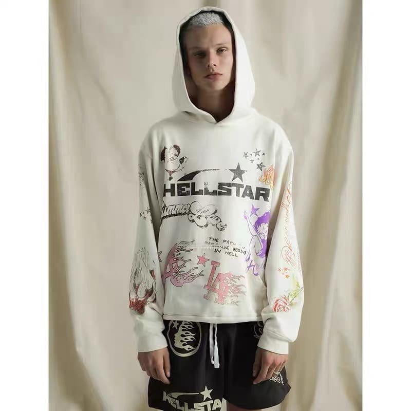 H*lst*r logo print hoodie high street fashion pullover for men and women