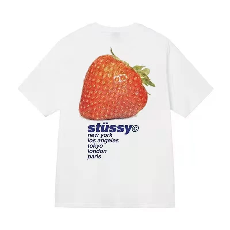 Stussy Crown Surfing Print Short Sleeve T-Shirt for Men and Women 3
