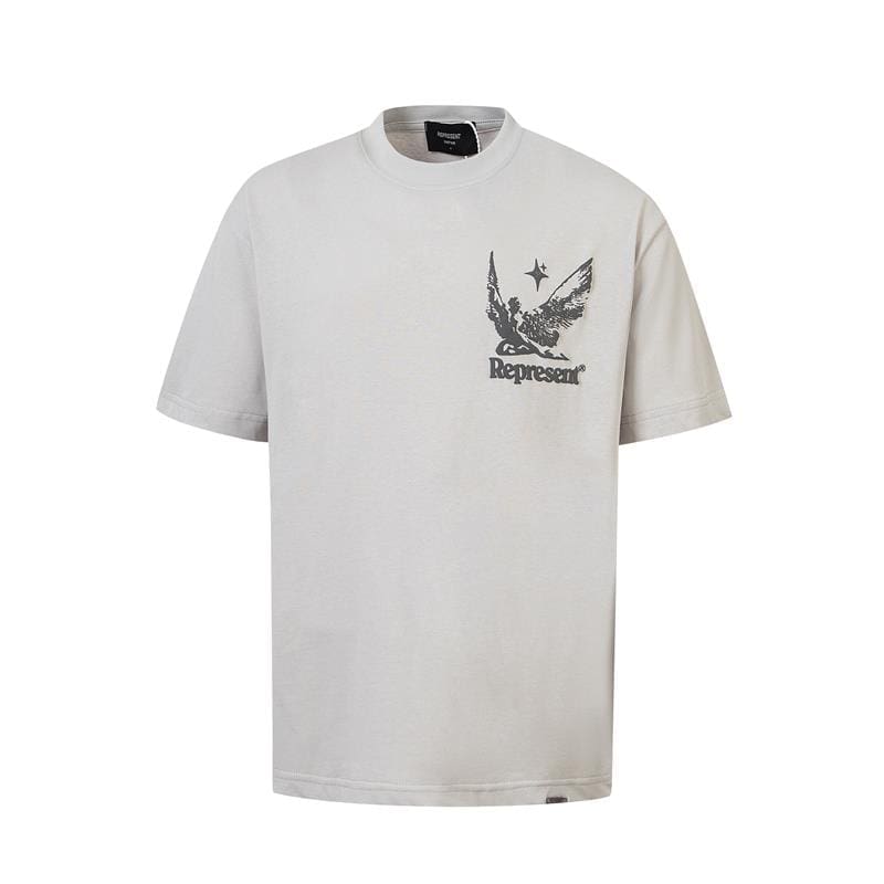 Represent Foam Angel Print Loose Casual Short Sleeve T-Shirt for Men and Women