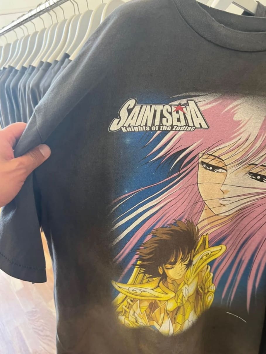 Saint Michael Saint Seiya Anime Joint Washed Short Sleeve T-Shirt for Men and Women