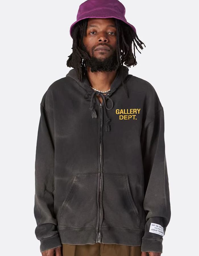 Gallery Dept Distressed Zipper Hoodie