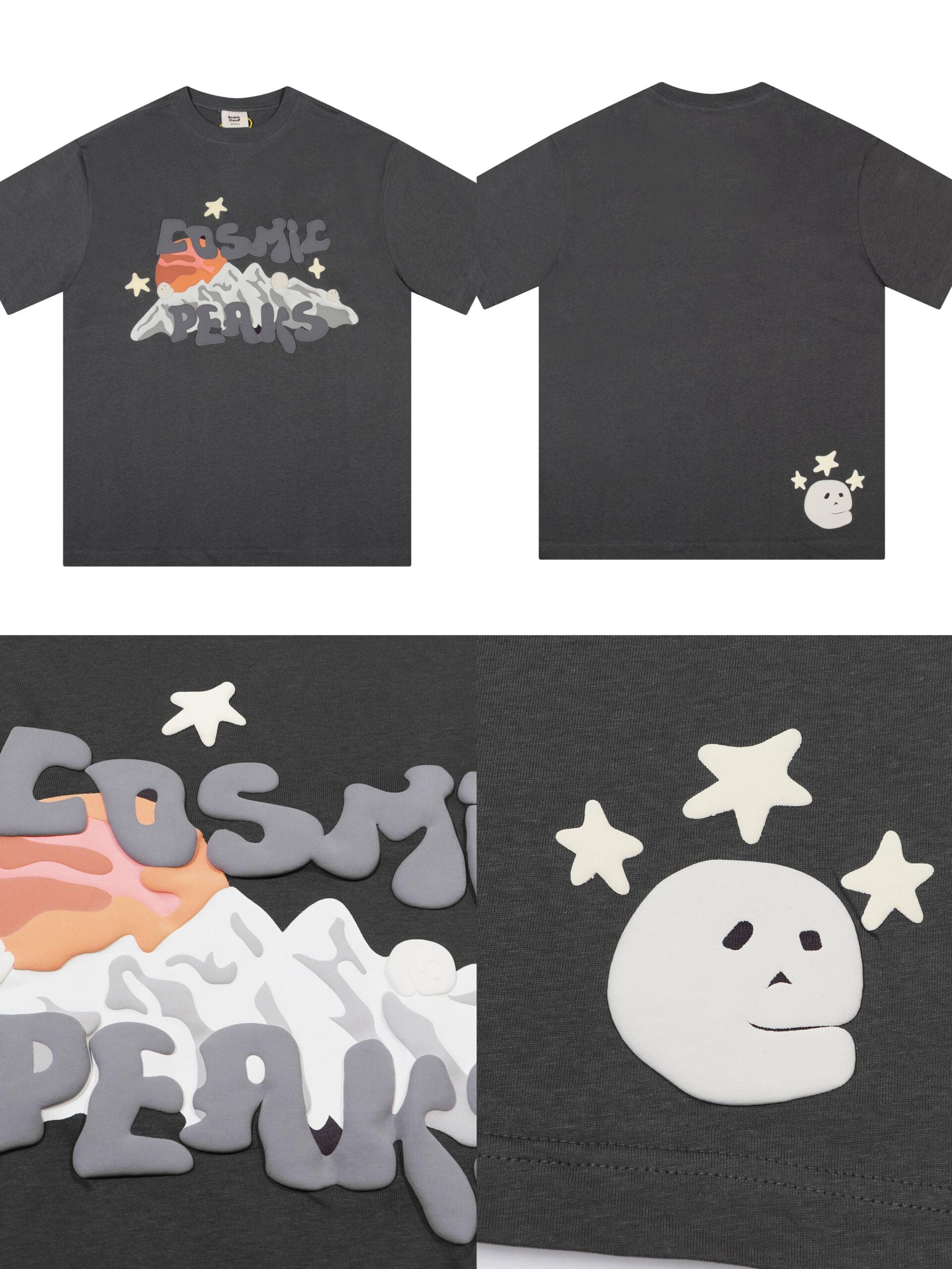 Broken Planet Puff Print Loose Short Sleeve T-Shirt for Men and Women