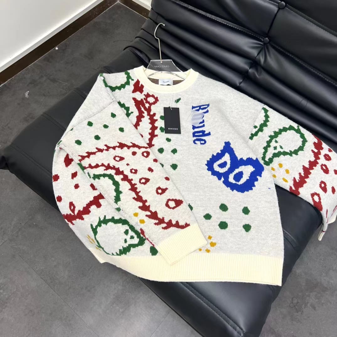 Rhude Paisley Jacquard Crew Neck Sweater