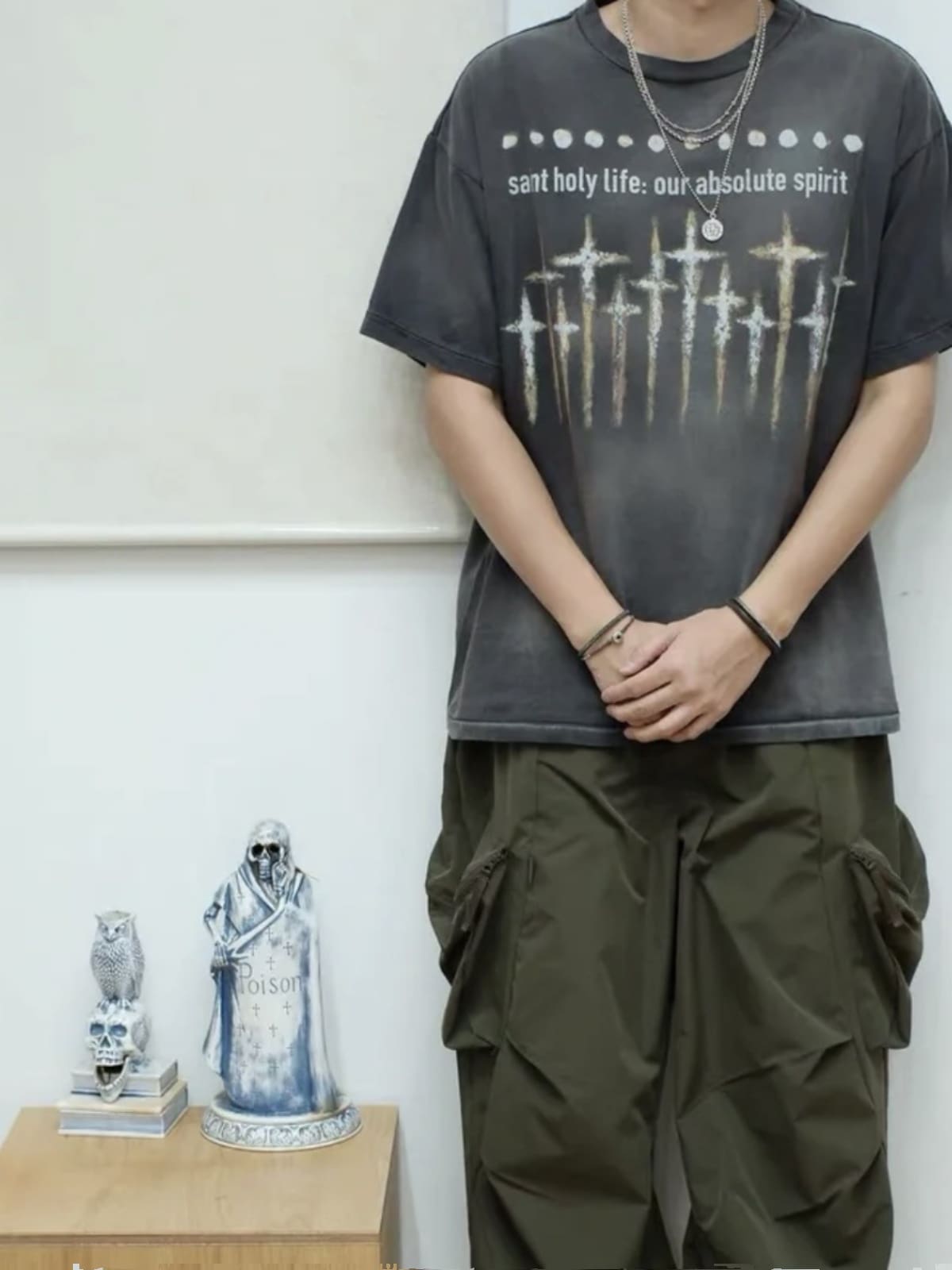 Saint Michael x Forsomeone Joint God Washed Distressed Short Sleeve T-Shirt