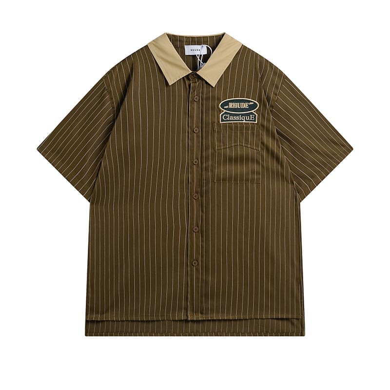 Rhude Spring Vertical Striped Lapel Shirt
