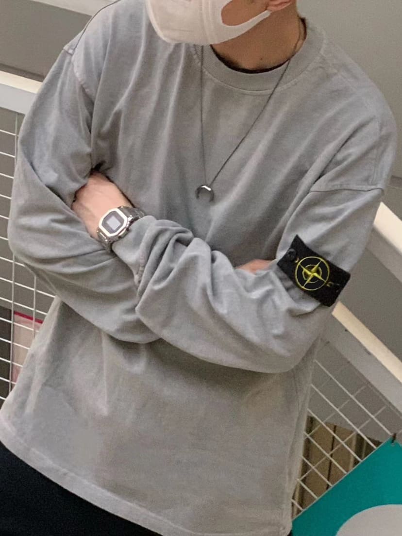 Stone Island Basic Style Washed Long Sleeve Tee