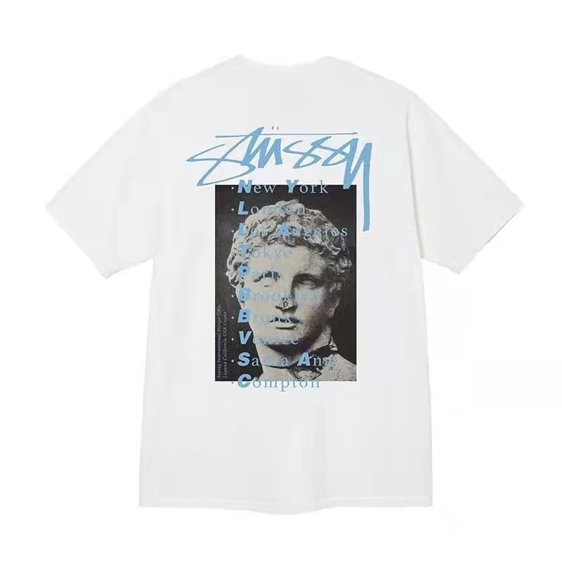 Stussy Crown Surfing Print Short Sleeve T-Shirt for Men and Women