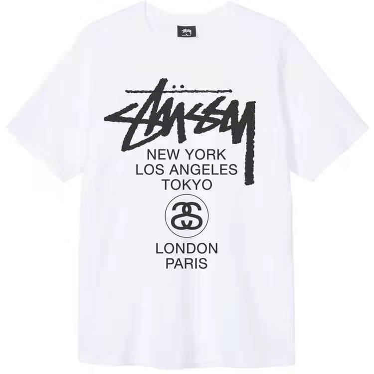 Stussy Crown Surfing Print Short Sleeve T-Shirt for Men and Women