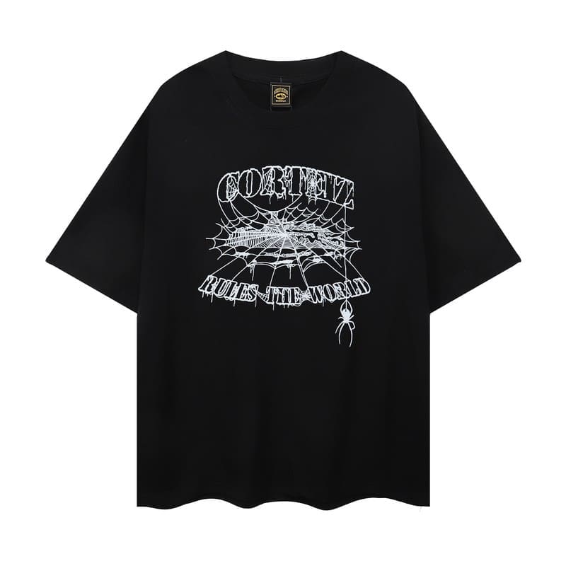 Corteiz Devil Island Graffiti Print T-Shirt for Men and Women High Street Retro Style