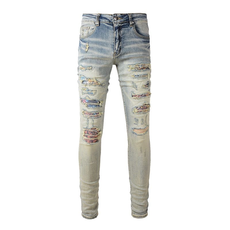 Xingx Patchwork Ripped Jeans 2