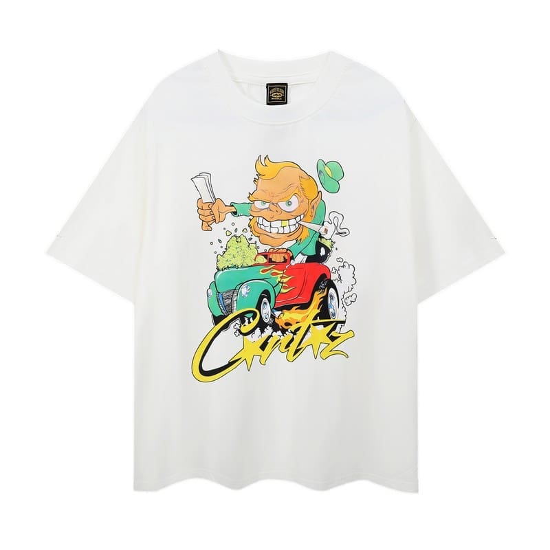 Corteiz Devil Island Graffiti Print T-Shirt for Men and Women High Street Retro Style