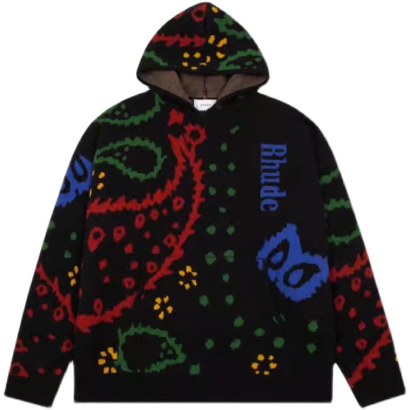 RHUDE Paisley Jacquard Knitwear Hooded Sweater for Men and Women