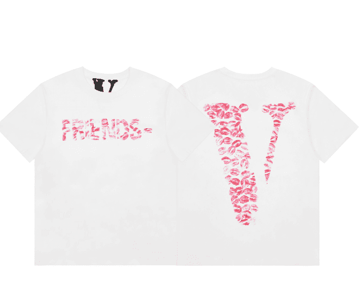 Vlone Lip Print Large V Short Sleeve T-Shirt for Men and Women