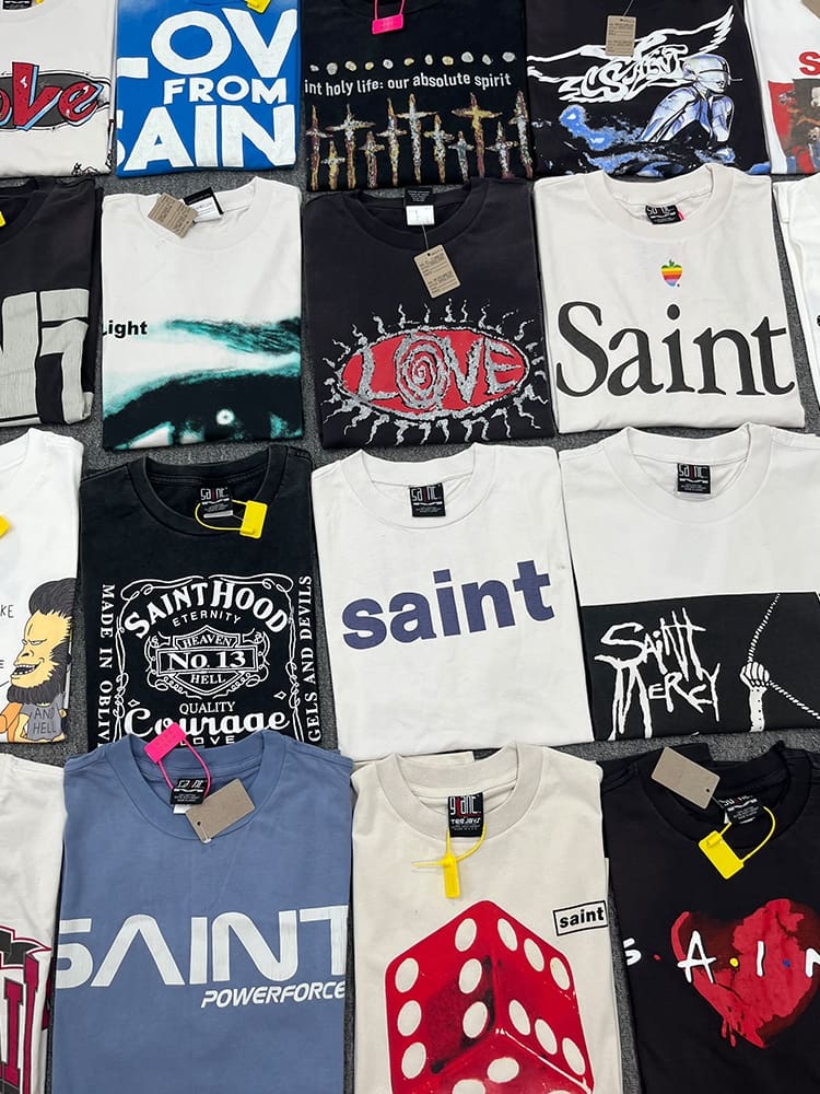 Saint Michael Distressed Retro Washed Vintage T-Shirt Fashion Collection