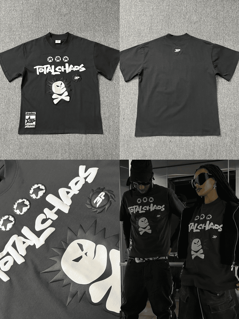 Broken Planet Puff Print Loose Short Sleeve T-Shirt for Men and Women