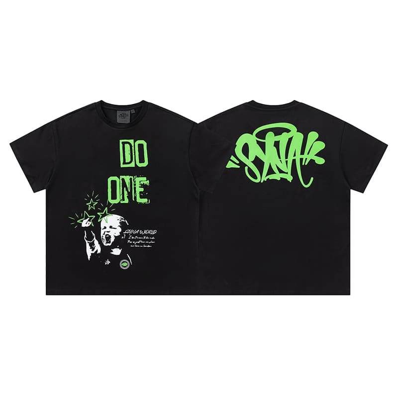 Synaworld Letter Print Drill Style T-Shirt