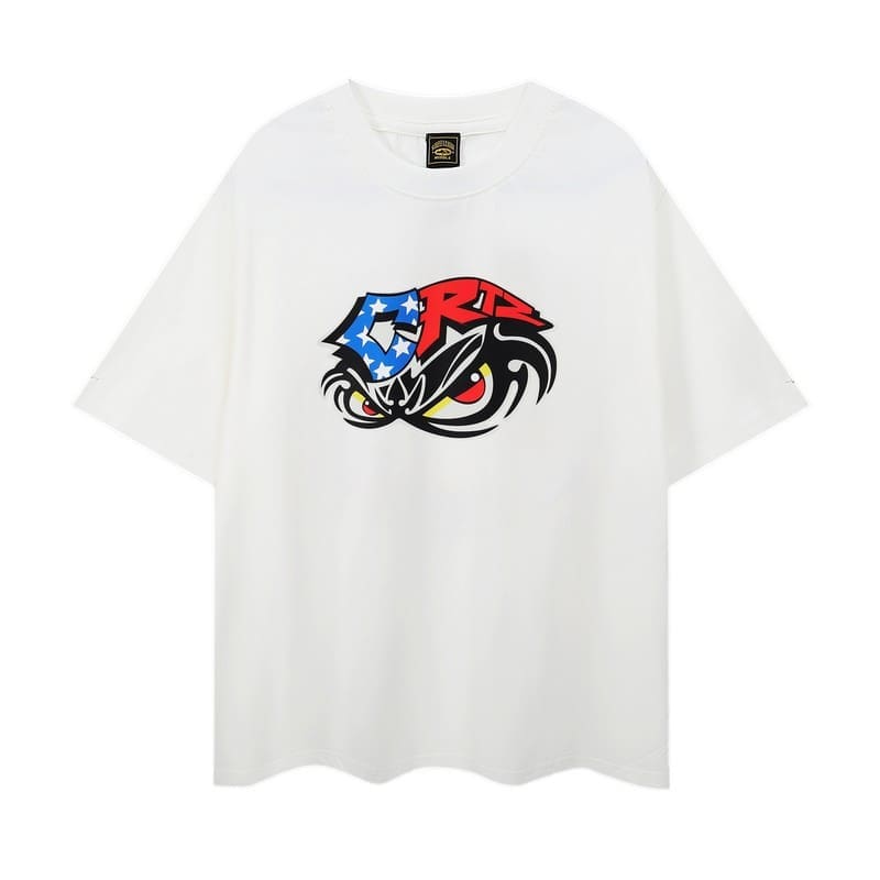 Corteiz Devil Island Graffiti Print T-Shirt for Men and Women High Street Retro Style