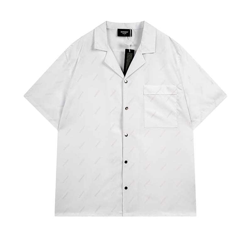 Represent Cuban Collar Letter Printed Short Sleeve Casual Shirt for Men and Women