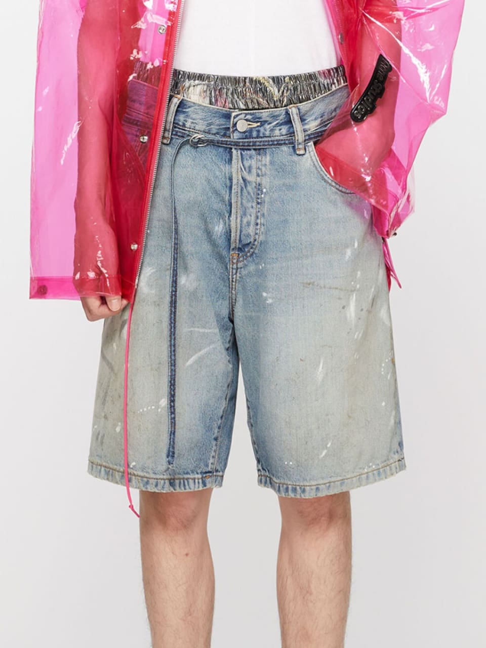 Acne Studios Handmade Splash-Ink Mud Dyed Washed Denim Shorts for Men