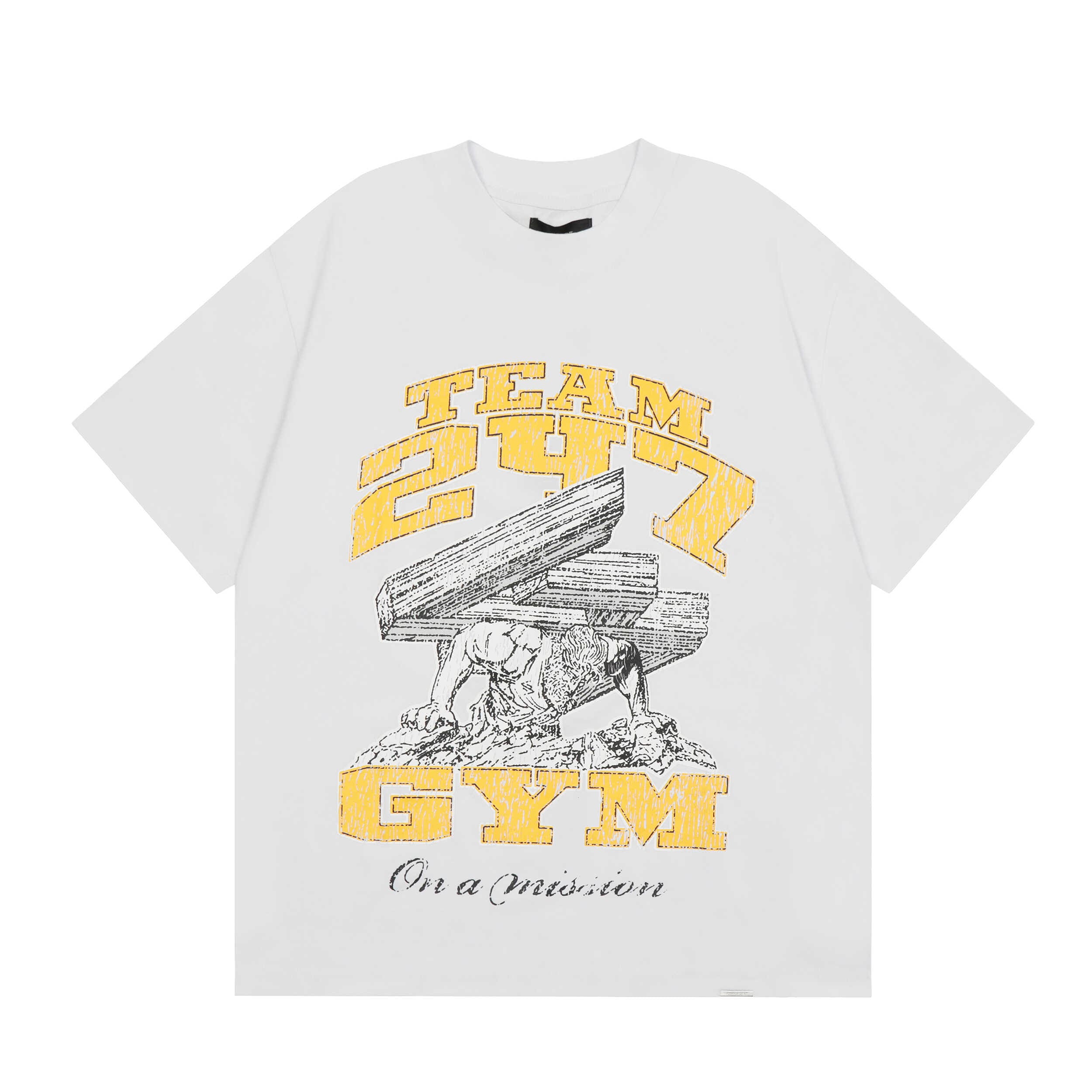 Represent Contrast Color Letter Print Loose Round Neck Short Sleeve T-Shirt for Couples