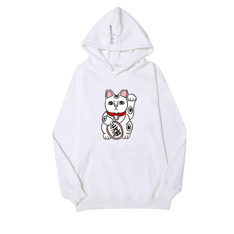 Yohji Yamamoto Fortune Cat Print Hoodie