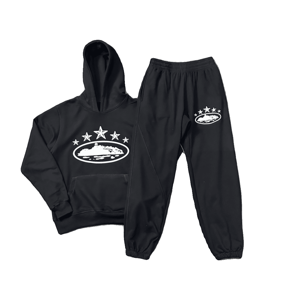 Corteiz Devil Island Five-Star Ship Printed Hooded Sweater Street Sports Casual Suit