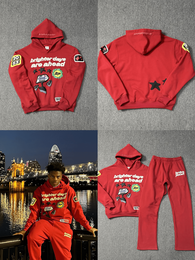 Broken Planet Puff Print Hooded Sweater Loose Fit for Men and Women