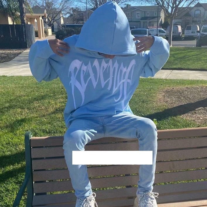 Revenge Sky Blue Embroidered Logo Hoodie