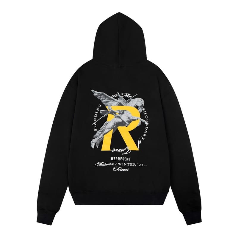 Represent Angel Letter Print Long Sleeve Hooded Sweater Casual Terry Hoodie