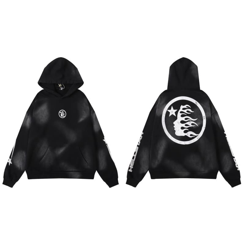 H*lst*r hell star mud print hooded sweater