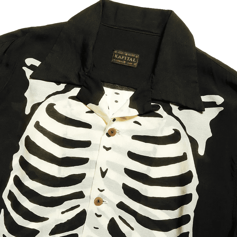 Kapital22Ss Hida Hehong Bone Print Cuban Collar Shirt