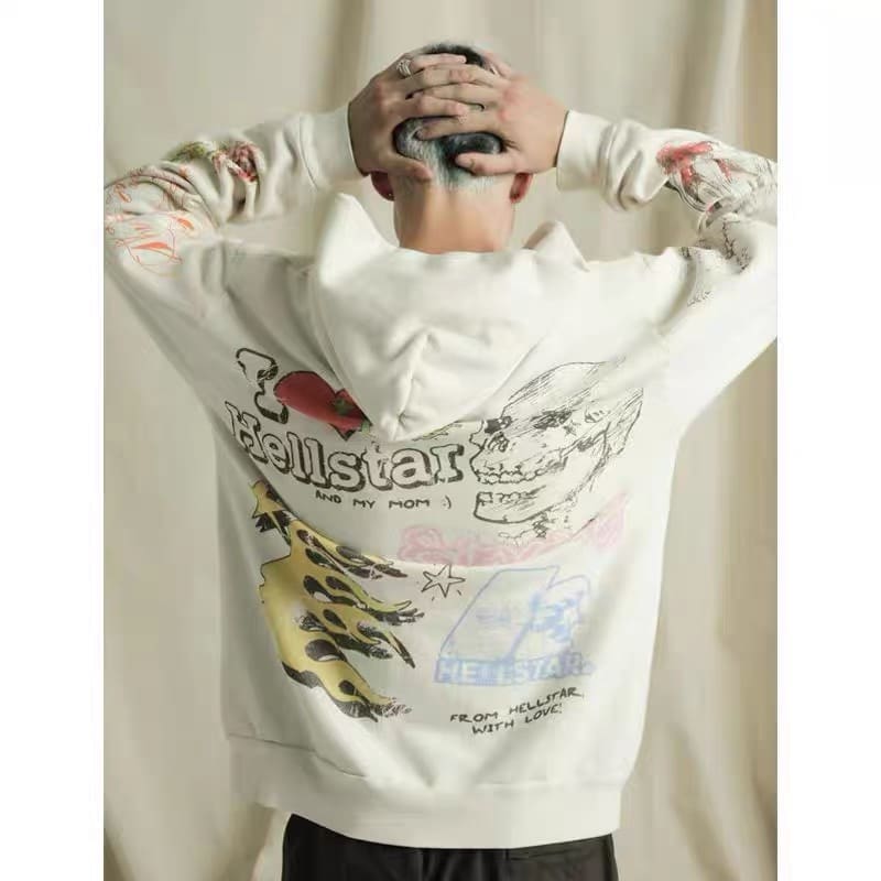 H*lst*r logo print hoodie high street fashion pullover for men and women