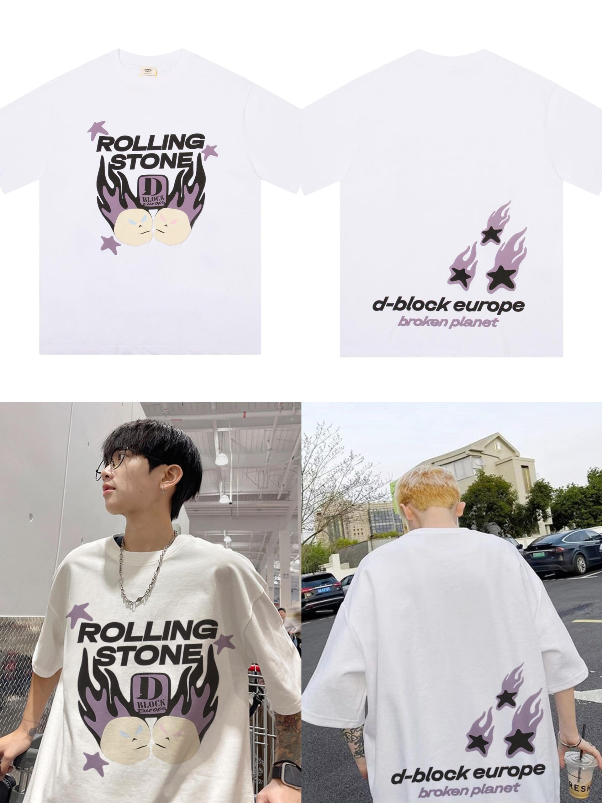 Broken Planet Puff Print Loose Short Sleeve T-Shirt for Men and Women