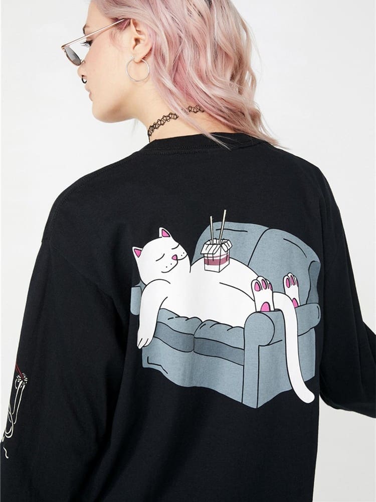 Ripndip Middle Finger Cat Long Sleeve Tee
