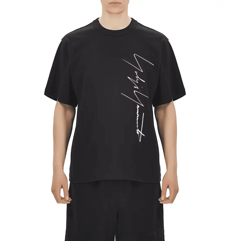Yohji Yamamoto Vertical Signature Logo Tee