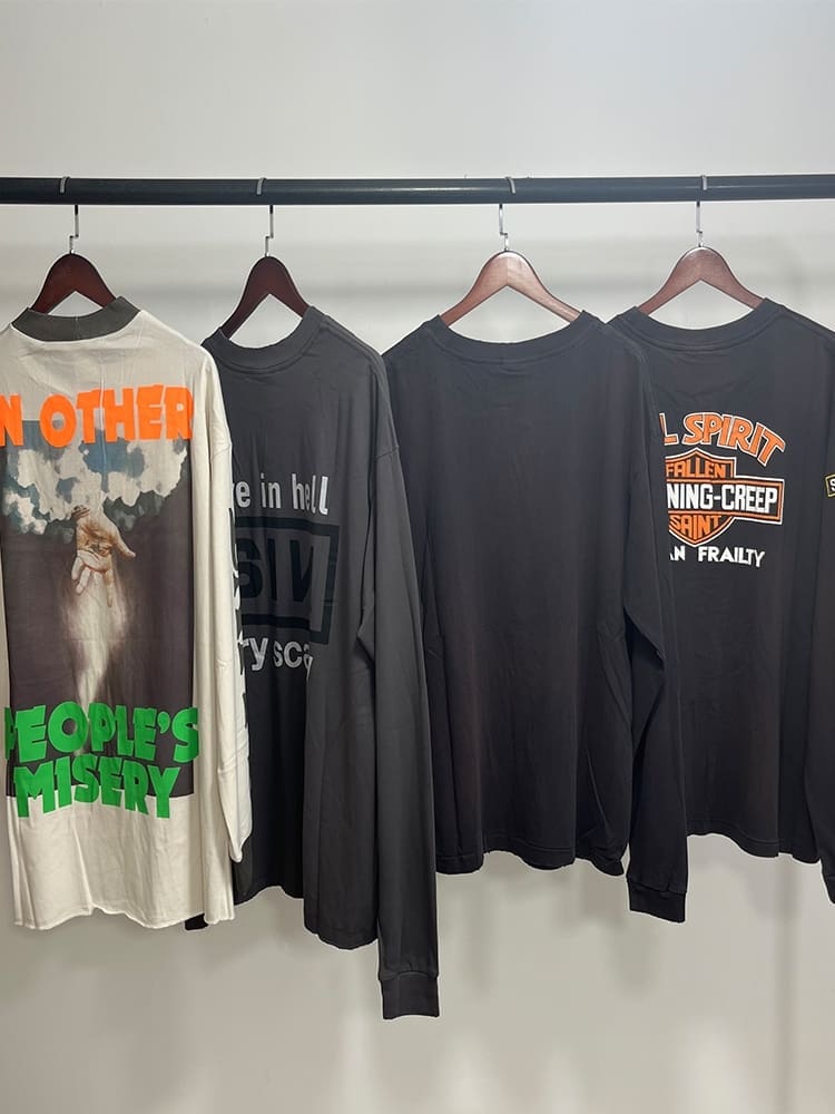 Saint Michael American-Style Distressed Long-Sleeved T-Shirt for Men and Women