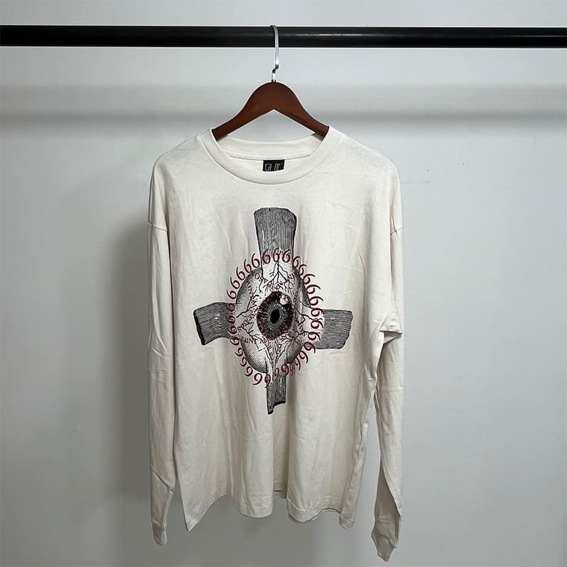 Saint Michael American-Style Distressed Long-Sleeved T-Shirt for Men and Women